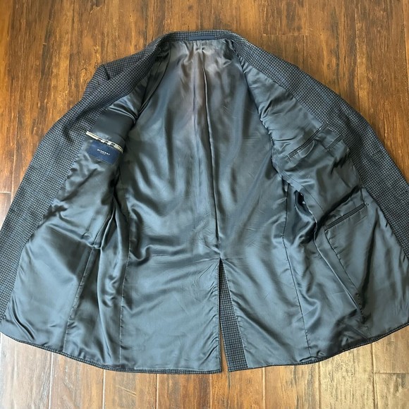 BURBERRY LONDON Mens Grey Houndstooth Plaid 3-Button Sport Coat USA MADE - Picture 5 of 13